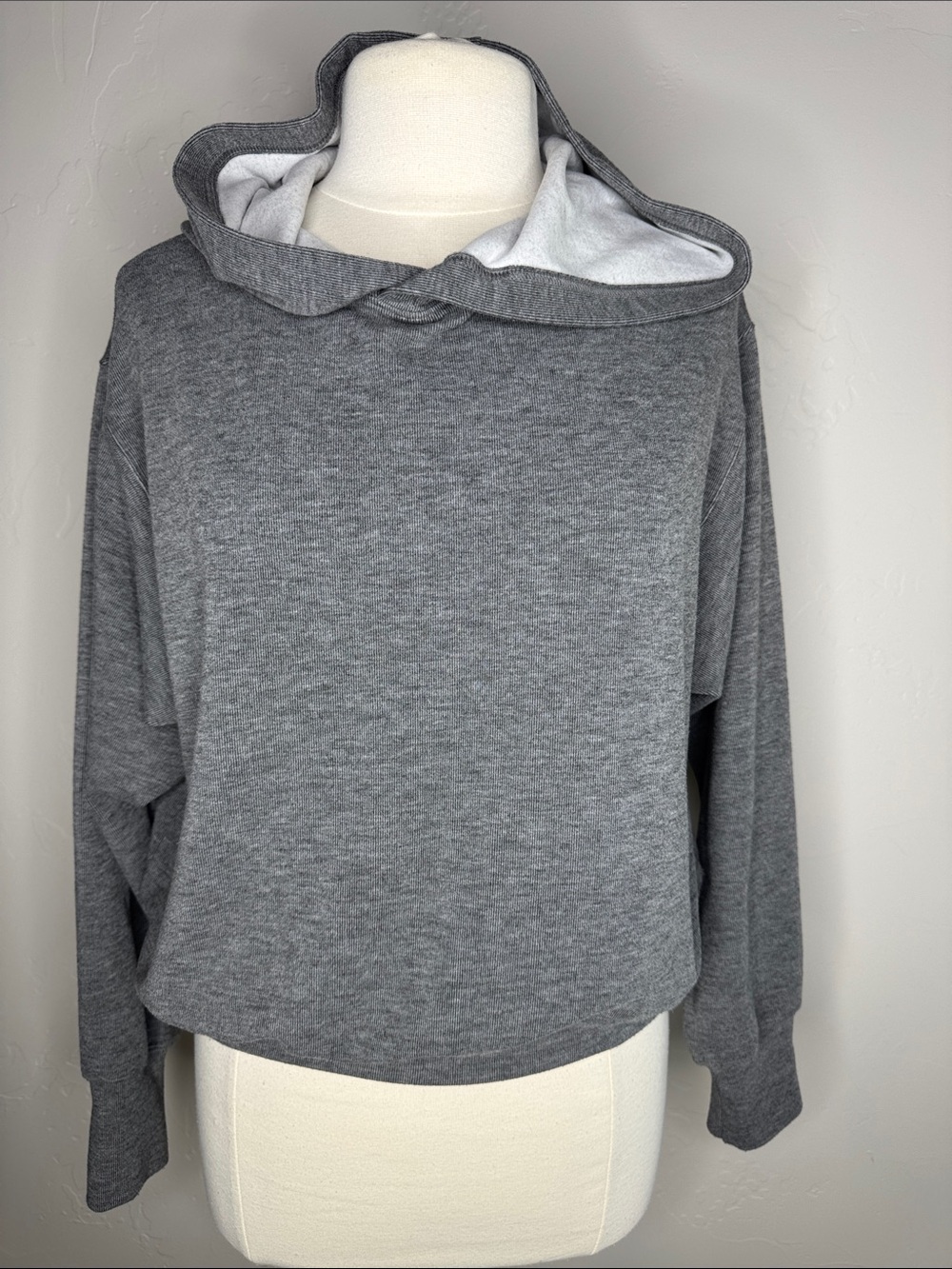 Evereve Soft Heather Gray Pullover Hoodie Tagged XS Fits Larger